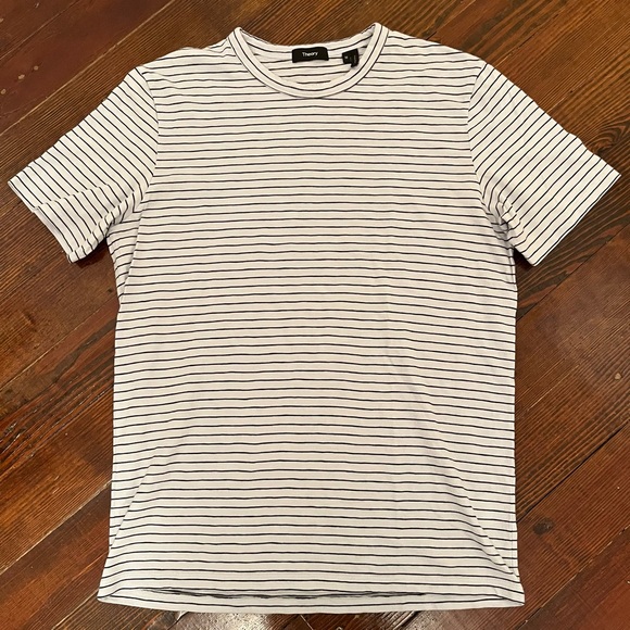 Theory Essential Striped Jersey Flame T-Shirt - Picture 1 of 5